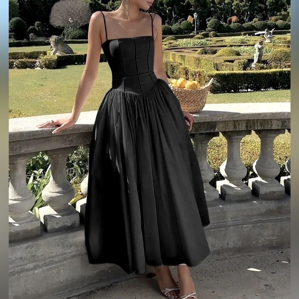 NWT STATEMENT LUXURY lovers COMMENSE corset gown dress black M